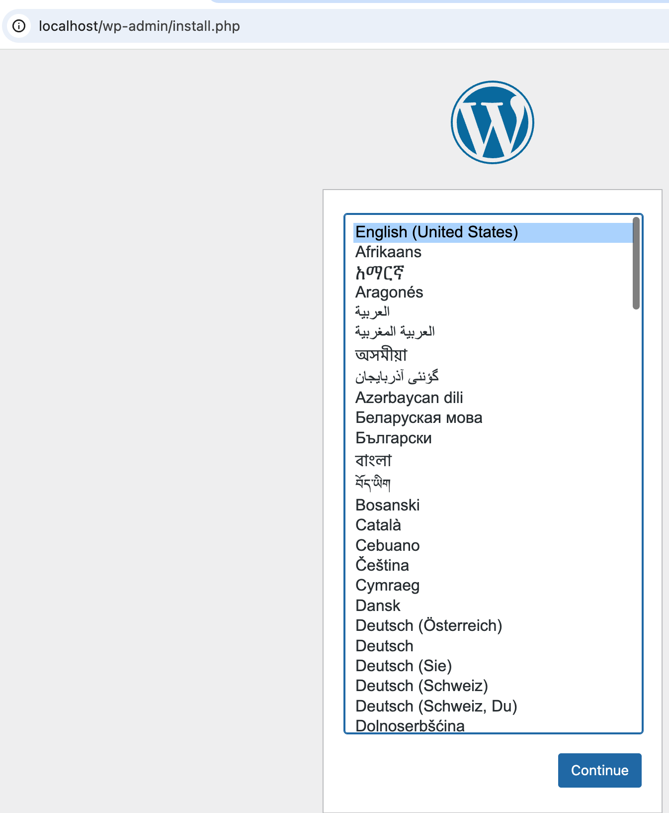 WordPressインストール画面2